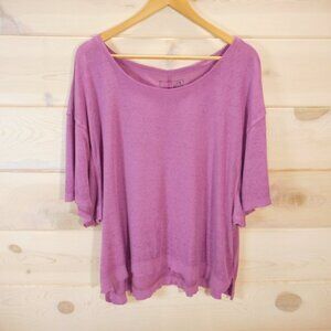 We The Free People Women's M Oversized Tee Boho Raw Hem Pinkish-Purple